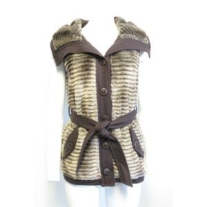 JAVIER SIMORRA brown faux fur vest size 4